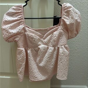 Pink Puff Sleeve Women's Top
